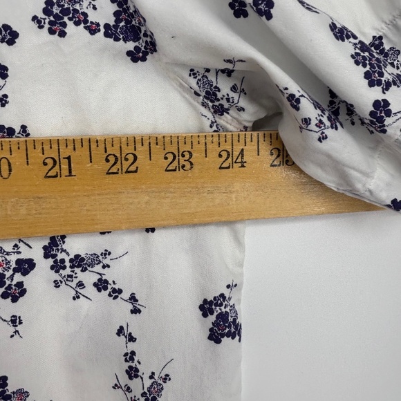 Superdry Mens XL Button Up Shirt White Blue Purple Floral Modal Cotton Short Slv - Picture 8 of 9